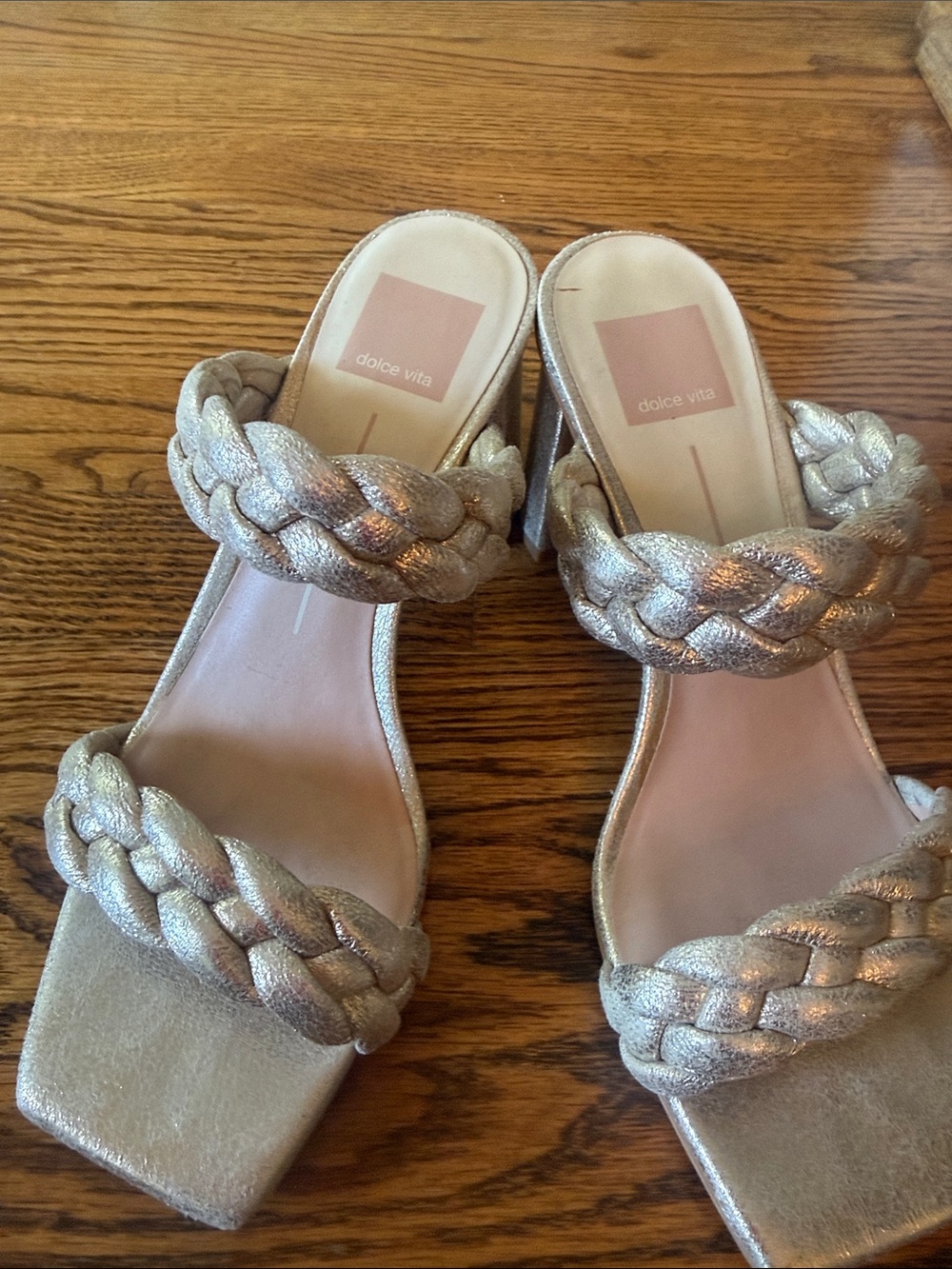 Dolce Vita Braided Slide Mules in Champagne Gold size 8- excellent condition!
